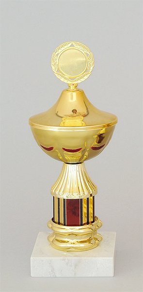 Pohár červeno-zlatý 21 cm s poklicí