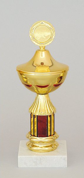 Pohár červeno-zlatý 22 cm s poklicí