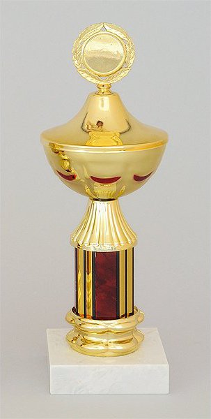 Pohár červeno-zlatý 23 cm s poklicí