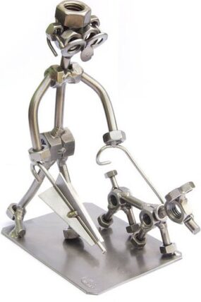 Kovová figurka - Pán se psem 16 cm