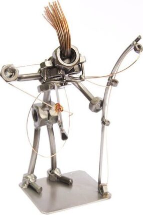 Kovová figurka - Rybářka zamotaná 18 cm