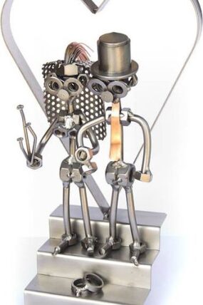 Kovová figurka - Svatebčané - srdce 27 cm