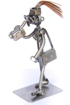 Kovová figurka - Videokamera žena 17 cm