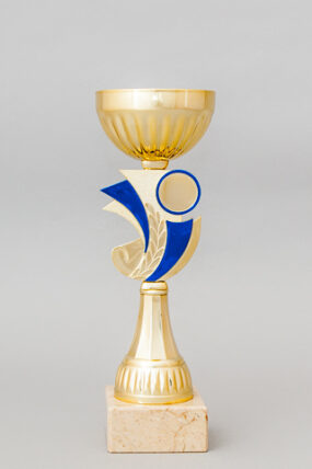 Zlatý sportovní pohár se zlato - modrým středem 23 - 29 cm - 23 cm
