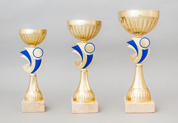 Zlatý sportovní pohár se zlato - modrým středem 23 - 29 cm