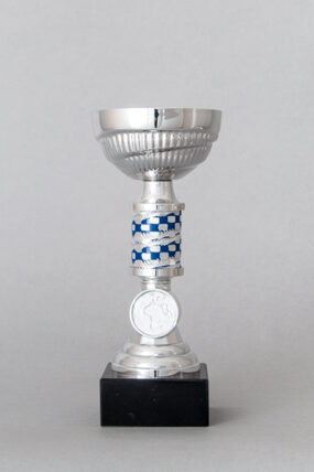 Stříbrnomodrý sportovní pohár s kovovou trubkou 19 - 23 cm - 19 cm