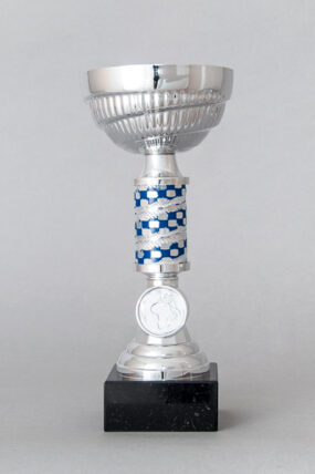 Stříbrnomodrý sportovní pohár s kovovou trubkou 19 - 23 cm - 21 cm