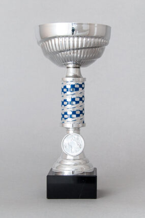 Stříbrnomodrý sportovní pohár s kovovou trubkou 19 - 23 cm - 23 cm