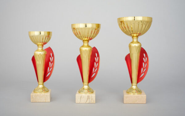 Zlatočervený sportovní pohár vějíř 24 - 28 cm