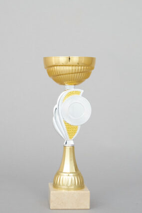 Zlatý sportovní pohár se stříbrno - žlutým středem 25 - 32 cm - 25 cm