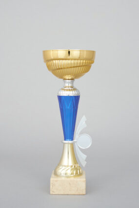 Zlatomodrý sportovní pohár s emblémem 27 cm - 33 cm - 27 cm