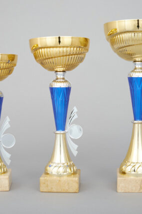 Zlatomodrý sportovní pohár s emblémem 27 cm - 33 cm