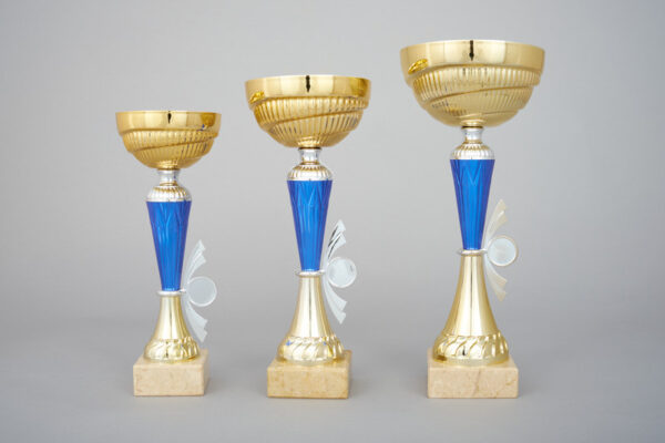 Zlatomodrý sportovní pohár s emblémem 27 cm - 33 cm