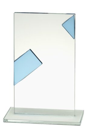 Skleněná plaketa s modrým pruhem 14,5 cm