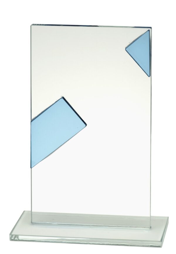 Skleněná plaketa s modrým pruhem 14,5 cm