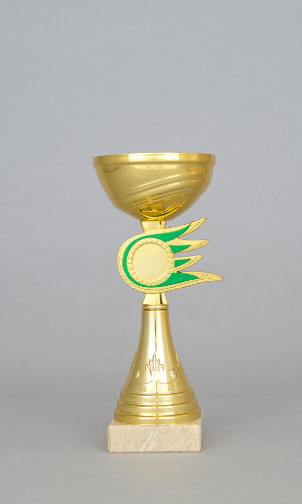 Zlatý sportovní pohár se zlato - zeleným středem 16 - 28 cm - Image 5