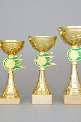 Zlatý sportovní pohár se zlato - zeleným středem 16 - 28 cm