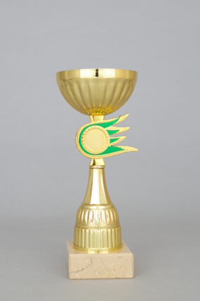 Zlatý sportovní pohár se zlato - zeleným středem 21 - 30 cm - 24 cm