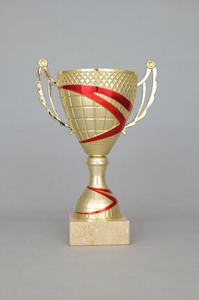 Zlatočervený sportovní pohár s uchy 20 - 32 cm - 27 cm