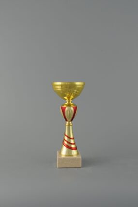 Zlatý sportovní pohár s červenými detaily 22 - 30 cm