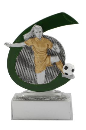 Figurka plaketa - fotbalistka s míčem 10 cm