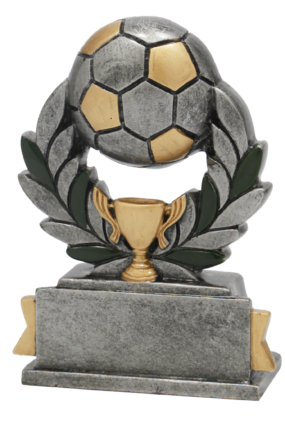 Plaketa fotbal míč s pohárkem ve vavřínu 9 cm