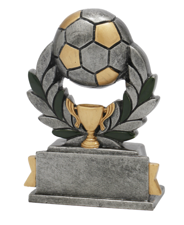 Plaketa fotbal míč s pohárkem ve vavřínu 9 cm