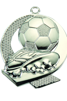 Medaile fotbal - míč a kopačka průměr 36 mm - Stříbrná