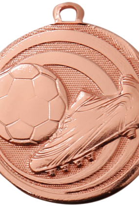 Medaile fotbal - míč a kopačka průměr 32 mm - Bronzová